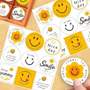 Cute Cartoon Smiley Face Stickers Paper Decorative Labels For Baking Packaging Biscuit Can Sealing Everyday Use