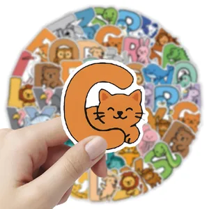 Cute cartoon animal letter stickers set for DIY planner journal decoration waterproof vinyl decals