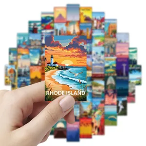 Vintage travel stickers aesthetic retro landscape waterproof vinyl decals for luggage laptop