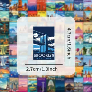 Vintage Brooklyn New York travel poster sticker, retro city landmark waterproof aesthetic decal.