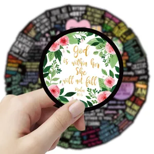 Waterproof floral Bible verse sticker for journal notebook laptop creative decoration