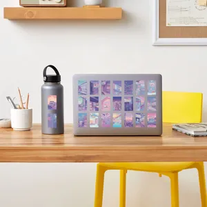 Roze hand getekende landschap decoratieve stickers voor laptop dagboek knutselen