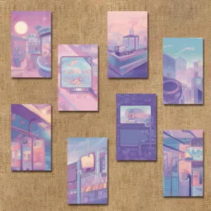 Roze esthetische landschap stickers set leuke briefpapier benodigdheden scrapbooking