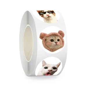 Cute funny cat meme roll stickers 500pcs decorative adhesive labels for DIY crafts daily decor