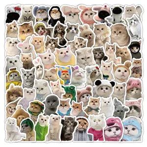 103pcs cute cartoon cat stickers realistic pet animal cat decals for phone stationery decor