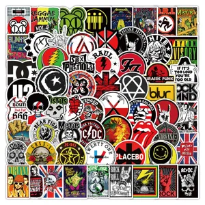 102pcs cool rock band graffiti stickers waterproof decals for skateboard guitar laptop case.