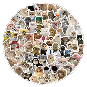 Cute cat stickers waterproof vinyl funny meme pet decals for phone laptop water bottle decor