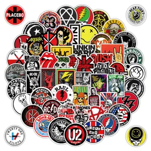 102 Pcs Rock Band Graffiti Stickers Waterproof Decals for Guitar Laptop Skateboard
