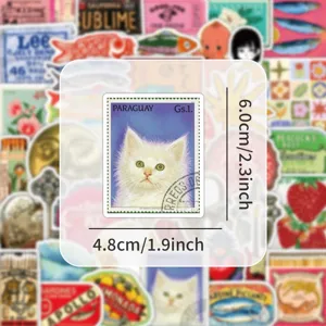 Vintage Katzen Briefmarken Aufkleber dekorativ fuer Gepaeck Laptop und Tagebuch!