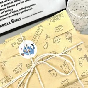 Cute cartoon tiger sticker set on craft paper packaging, perfect for journal decoration and crafts.