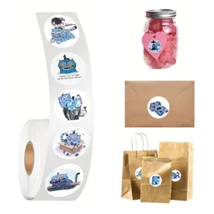 Roll of cute cartoon tiger stickers, decorative waterproof labels for journaling and crafts.
