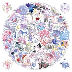Ins Stijl Glanzende Holografische Waterdichte PVC Stickers Schattig Creatief Esthetisch Decoratief Stickerpakket Voor Notitieboekje Water