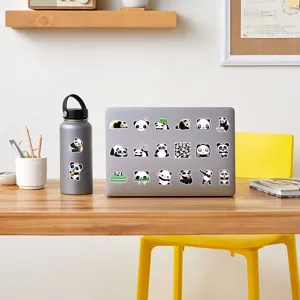 Cute panda stickers set for DIY laptop water bottle decor. 50pcs cartoon animal decals.