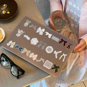 Transparent bow stickers for journal laptop phone, cute waterproof decorative sticker set detail view.