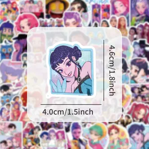 Close-up detail of the stylish cartoon character sticker with dimension markings for easy sizing.