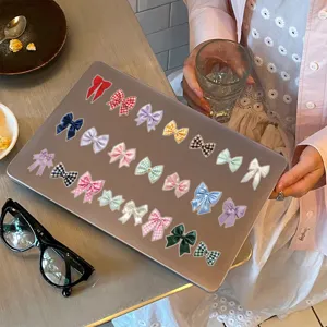 Cute bow stickers for laptop, waterproof aesthetic PET ribbon decals for journal decor.