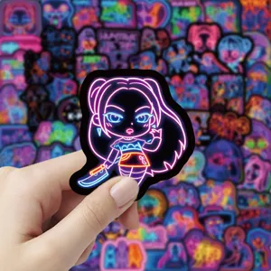 Kpop neon demon slayer cartoon graffiti sticker for phone case, laptop and water bottle decor.