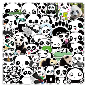 50pcs Cute Cartoon Panda Stickers DIY Waterproof Decals for Water Bottle Laptop Journal