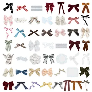 50pcs clear bow stickers waterproof ribbon lace decorative decals for journal laptop phone cute