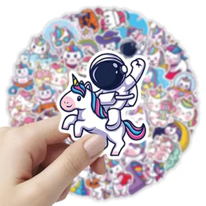 50pcs Unicorn Kids Stickers Cute Cartoon Astronaut Waterproof DIY Decals for Room Decor