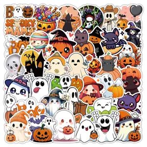 50pcs cute halloween stickers waterproof spooky ghost pumpkin decals for laptop water bottle