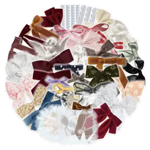 Vintage ribbon bow lace decorative stickers set for journal notebook and craft DIY use