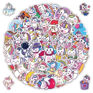 Kids Waterproof PVC Stickers Cute Unicorn Star Heart Decals For DIY Laptop Skateboard Luggage Room Decoration