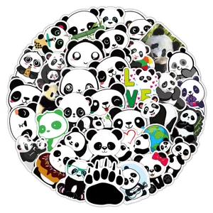 Cute cartoon panda stickers pack waterproof vinyl decals for bottles and laptops