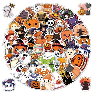Halloween Waterproof Stickers Cute Ghost Pumpkin Decals For Laptop Phone Case Luggage Water Bottle Decoration