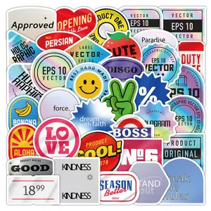 Holographic vintage English slogan stickers set, cool retro decorative sticker pack for journaling.