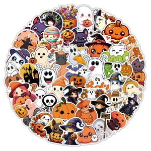 50pcs Halloween stickers cute cartoon waterproof decals for laptop water bottle journal case