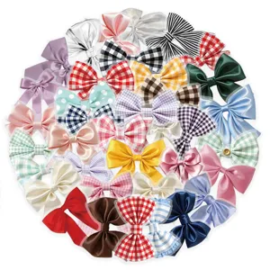 Colorful bow PET stickers set, assorted gingham and satin ribbon designs for journaling crafts.