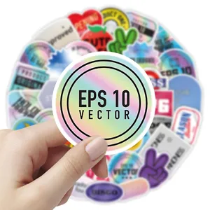 52 pcs vintage laser cool English slogan sticker set waterproof decorative DIY decals