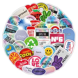52pcs vintage holographic sticker pack aesthetic trendy waterproof labels for diary laptop