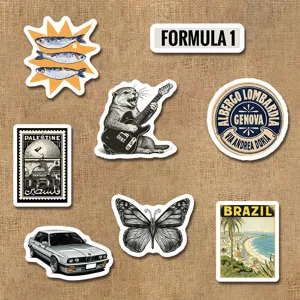 Vintage aesthetic Y2K sticker pack, waterproof decorative decals for water bottles and stationery.