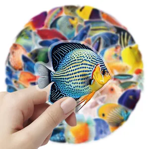 Waterproof clear PET marine fish stickers colorful animal decal for laptop decoration