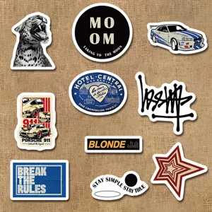 Detailed view of vintage aesthetic graffiti stickers pack, perfect for journal and decor.