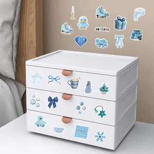 Blauwe esthetische waterdichte graffiti-stickers voor laptop en koffer, 52 stuks.