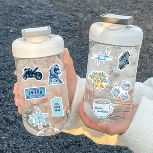 Blauwe esthetische graffiti stickers set voor waterfles laptop koffer diy knutselen