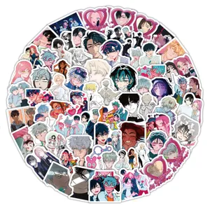 Close-up details of waterproof anime aesthetic graffiti stickers, perfect for journaling.