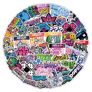 50pcs hip hop street art graffiti stickers, waterproof vinyl decals for laptop skateboard water bottle.