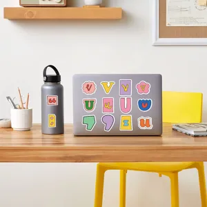 Cute cartoon alphabet stickers waterproof decorative decals for laptop and luggage decor.