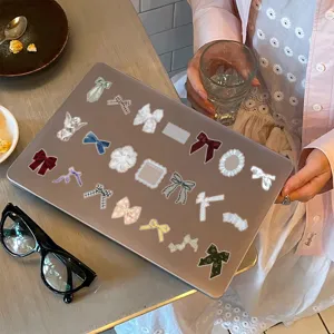 Transparante strik kant stickers set, schattige esthetische PET waterdichte decoratieve stickers voor laptop