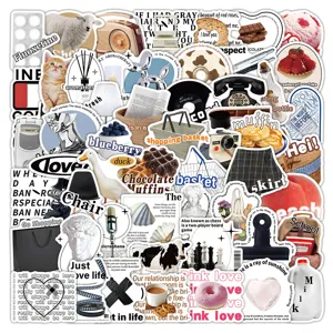 Cute aesthetic sticker pack INS style waterproof vinyl stickers for phone laptop journal decoration 55pcs