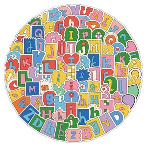 Waterproof cartoon alphabet stickers cute letter decals for journaling luggage decor