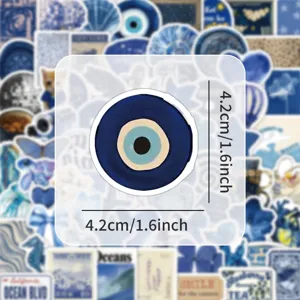 Blue evil eye aesthetic sticker for laptop phone case waterproof vinyl decal 4.2cm decor