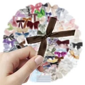 Transparante striksticker, schattig realistisch bruin lint PET waterdicht ontwerp voor decoratie