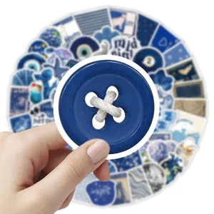 Blue aesthetic sticker pack cute waterproof vinyl decals for laptop water bottles