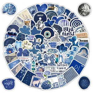 Minimalist Dark Blue Ins Style Waterproof PVC Stickers Pack For Laptop Journal Phone Case Water Bottle Aesthetic Decals