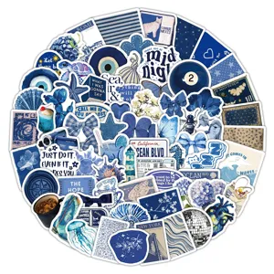 103 pcs blue aesthetic stickers cute waterproof vinyl decals for laptop water bottle